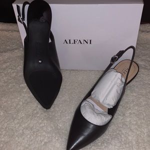 From Macy’s Alfani Black Leather Pumps-Size 8W-New